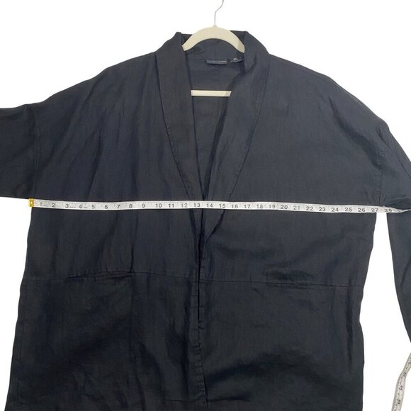 ADRIENNE VITTADINI Black 100% Linen Open Front blazer Jacket Size L neutral - Picture 6 of 8
